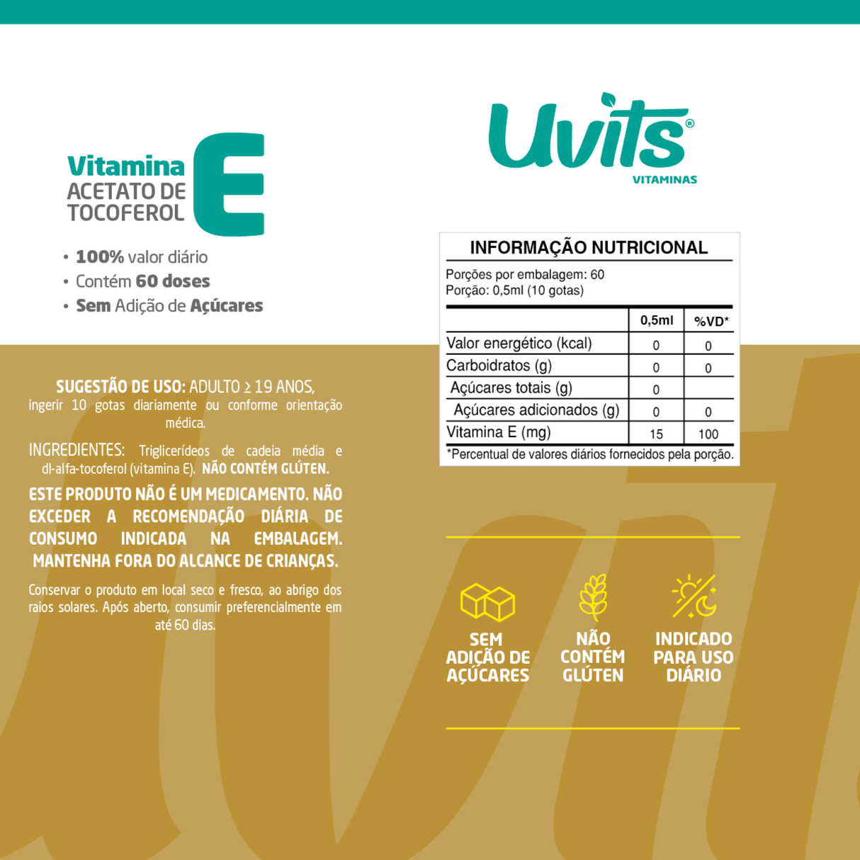 Vitamina E 1000UI - Acetato de Tocoferol - 30ml