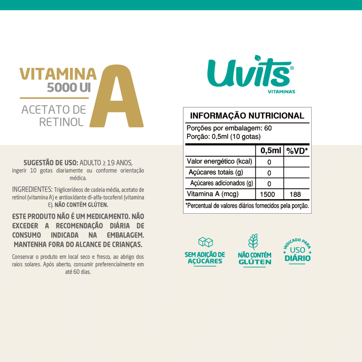 Vitamina A 5000UI - Acetato de Retinol - 30ml