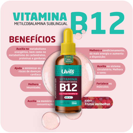 Vitamina B12 - Metilcobalamina (Sabor Frutas Vermelhas) - 20ml