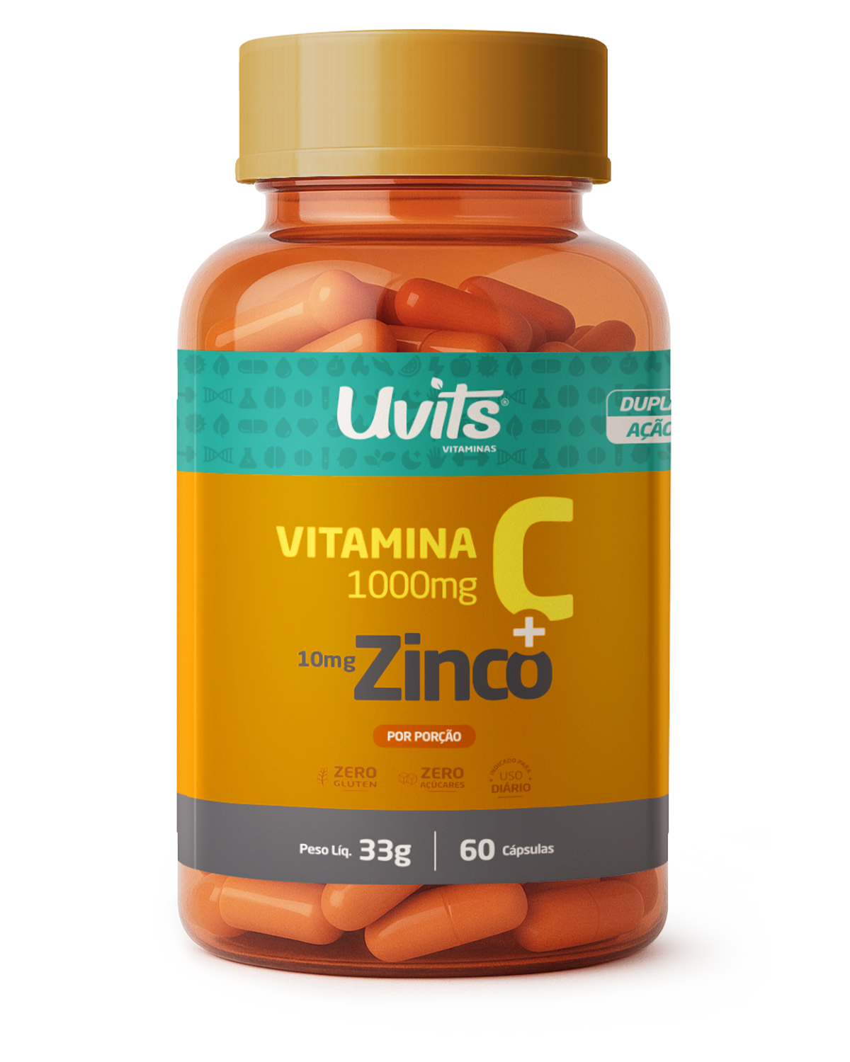 Vitamina C Zinco 60 Capsulas Uvits