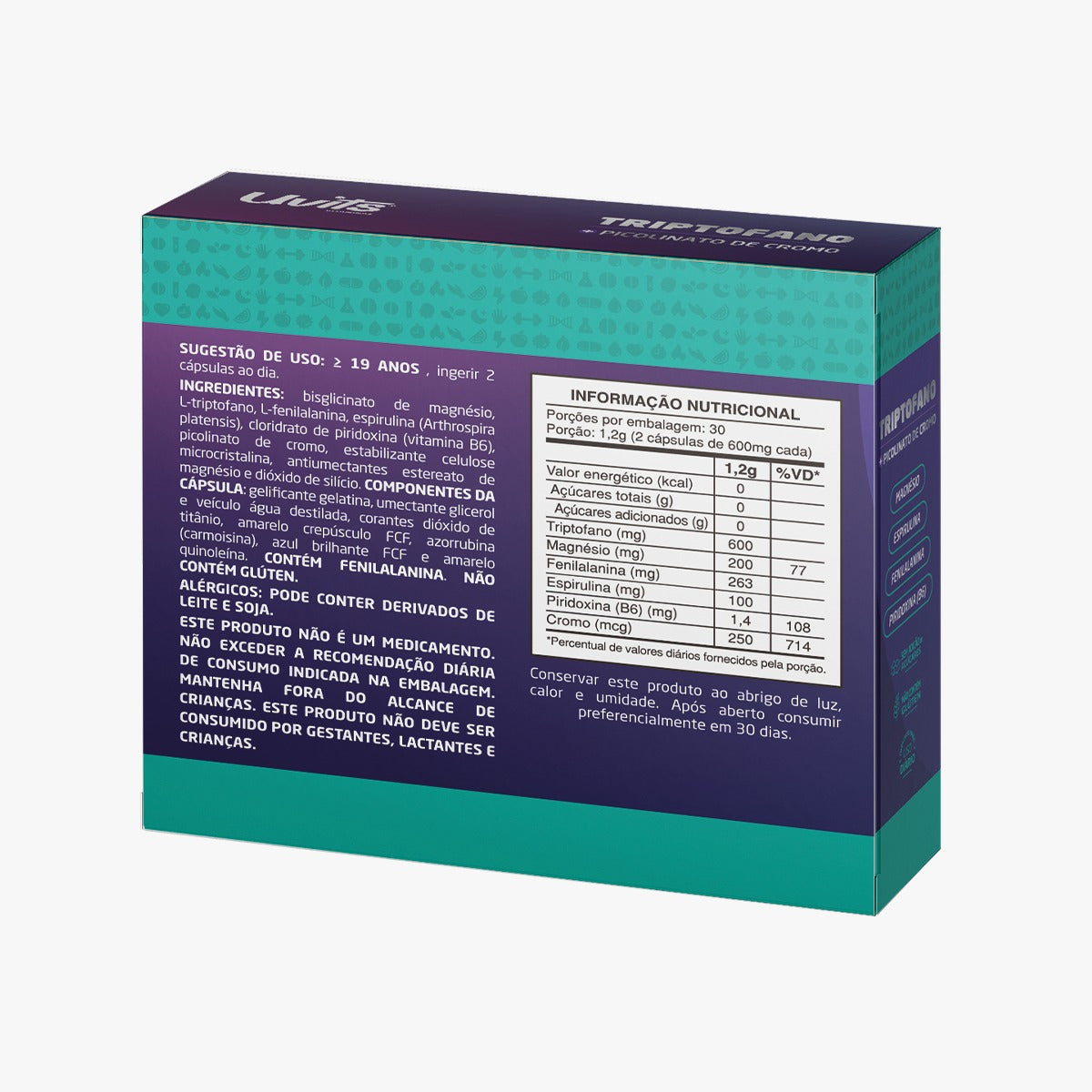 Triptofano + Picolinato de Cromo 60 Capsulas Uvits