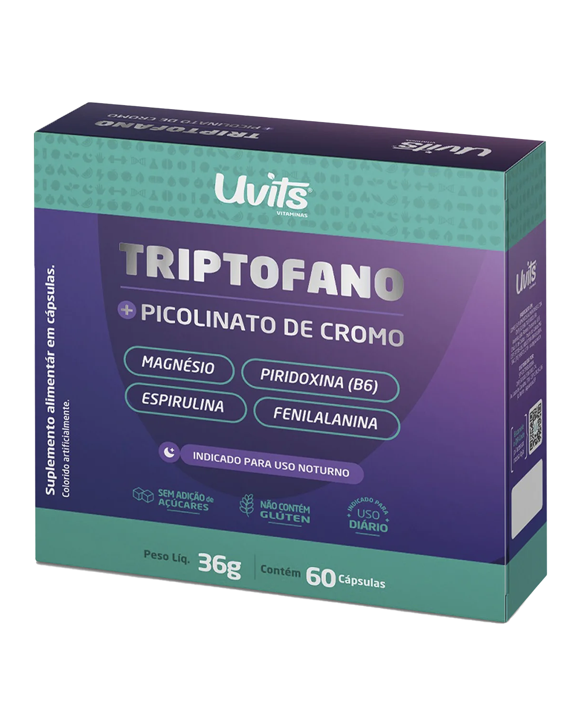 Triptofano + Picolinato de Cromo 60 Capsulas Uvits