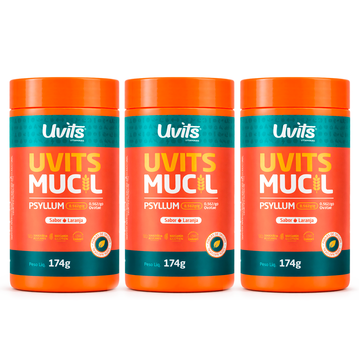 Mucil Psyllium (Sabor Laranja) - Fibra Alimentar para Intestino - 174g