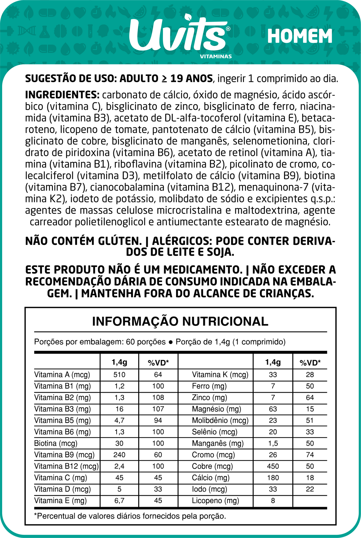 Multivitamínico A-Z Homem – Vitaminas e Minerais para Energia, Imunidade e Metabolismo – 60 Comprimidos