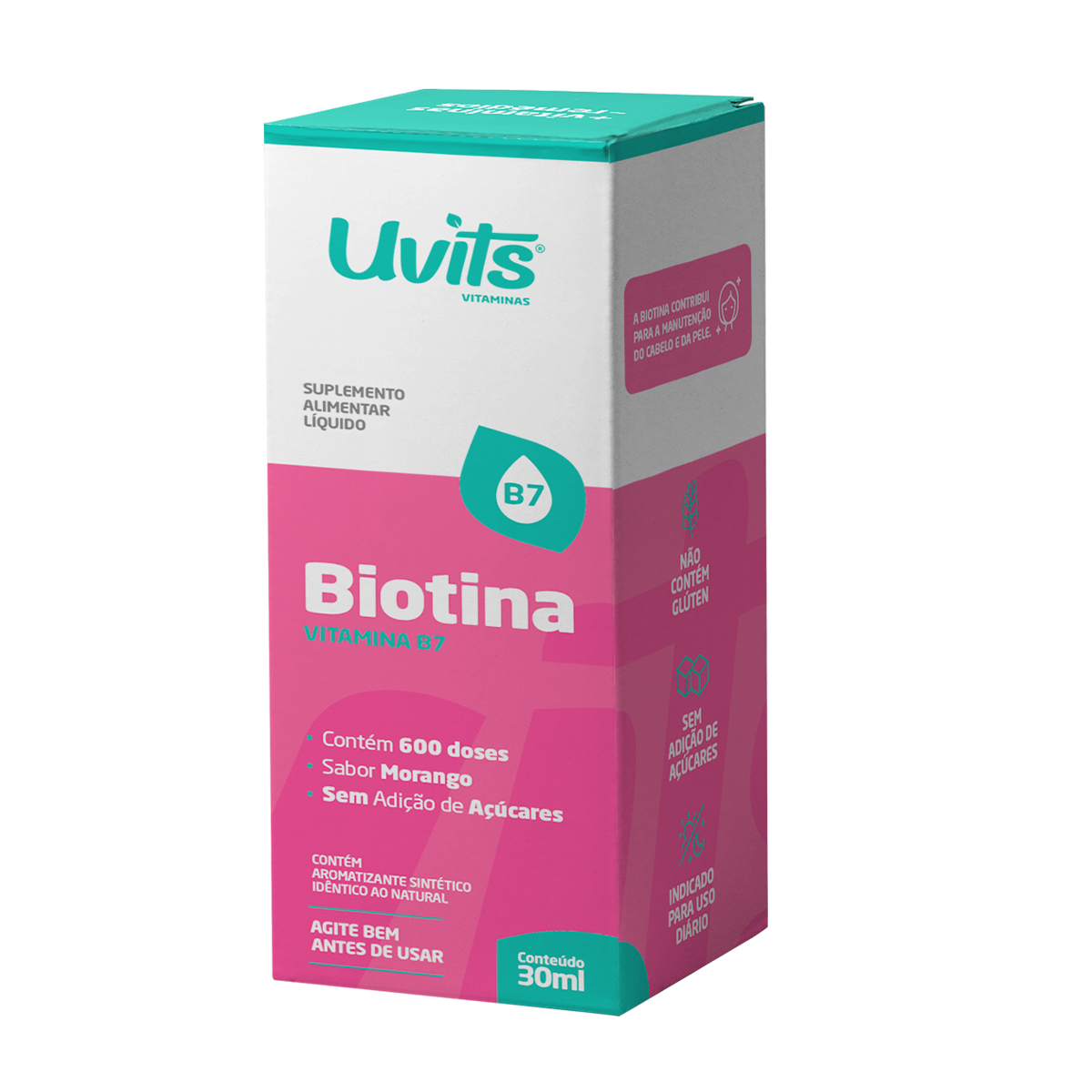 Biotina Líquida Vitamina B7 45mcg - 600 Doses