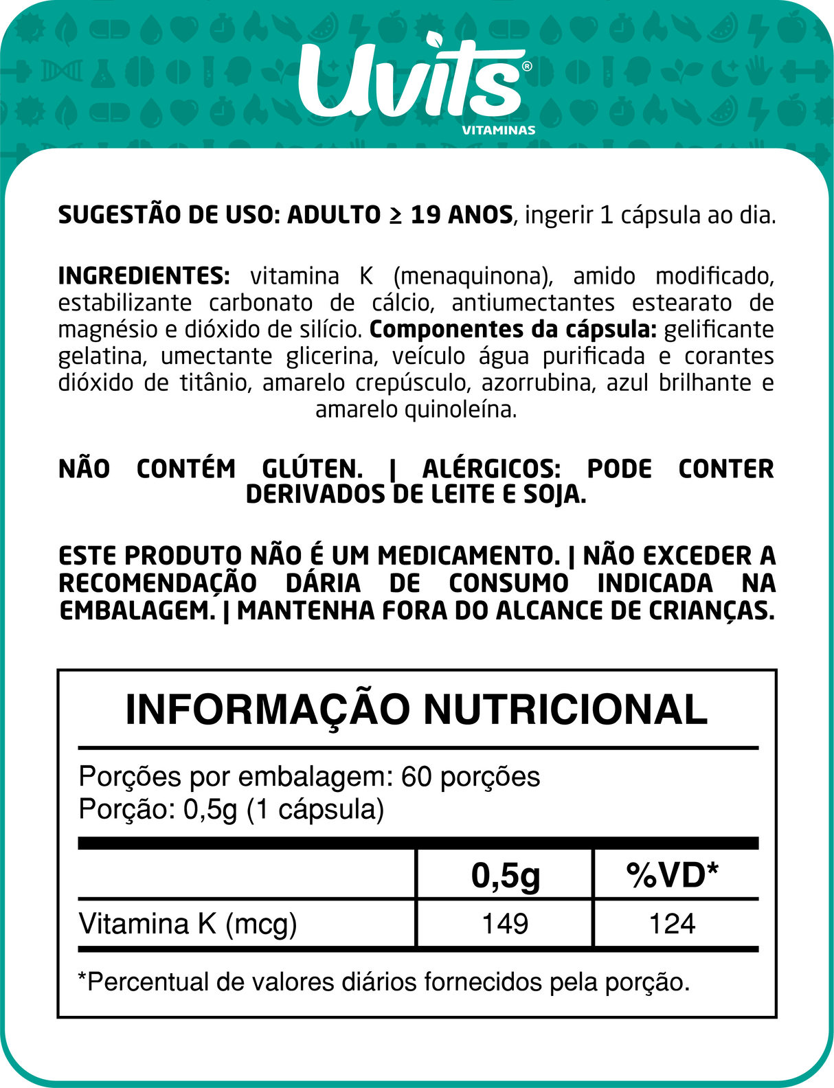 Vitamina K2 MK7 60 Cápsulas