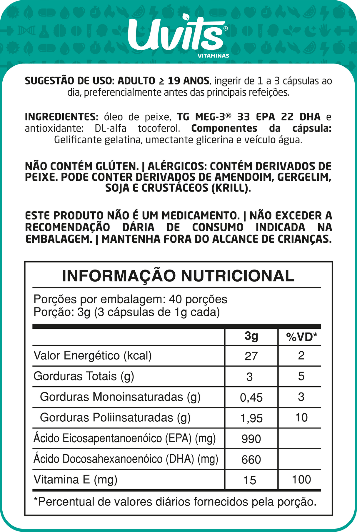 Omega 3 Ultra Concentrado 120 Capsulas Uvits