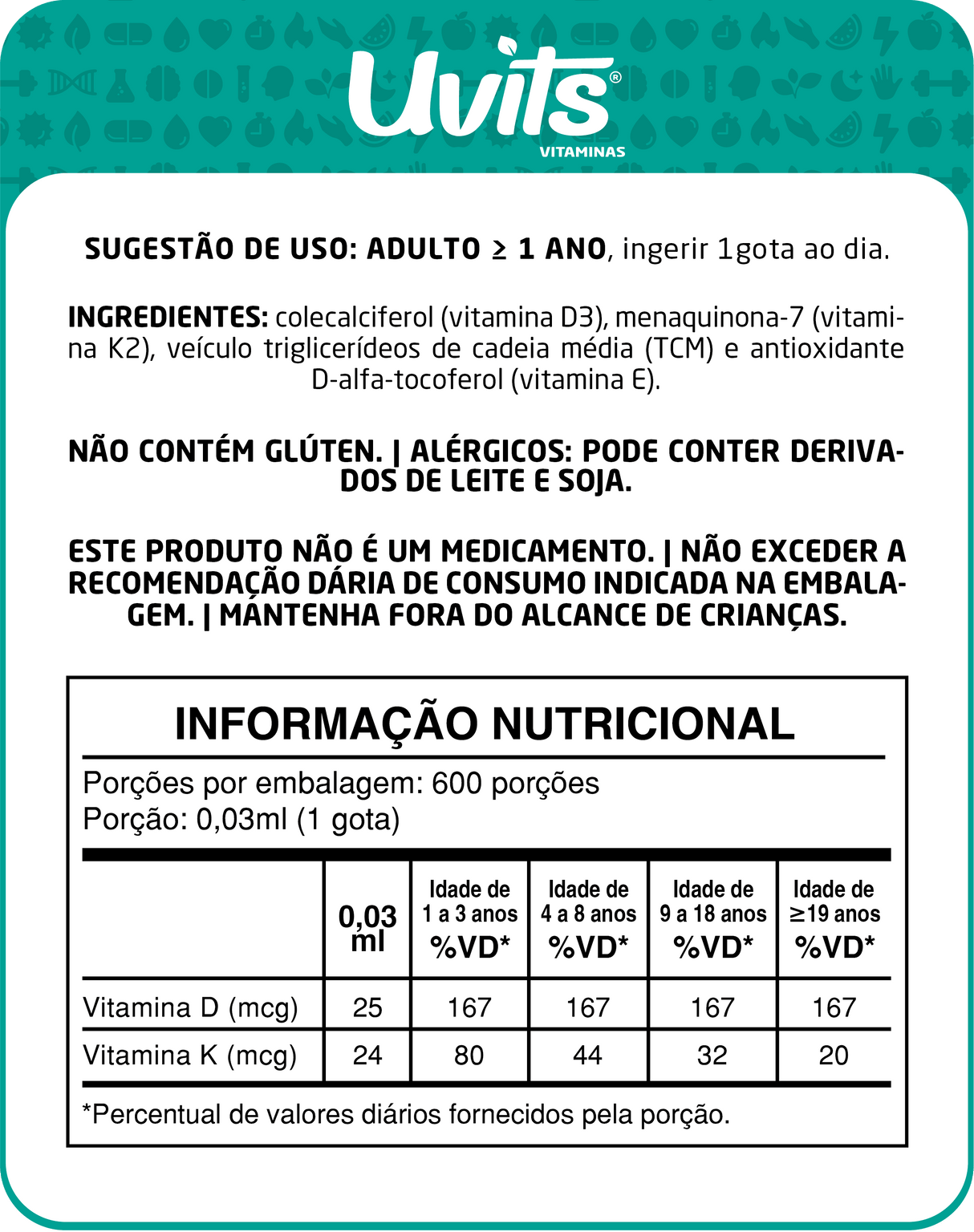 Vitamina D3 1000UI K2 24mcg Kids – 600 Doses 20ml