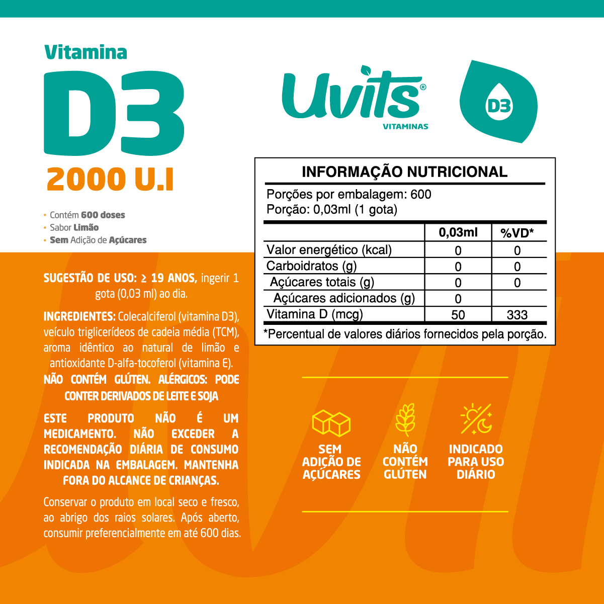 Vitamina D3 2000UI Uvits 20ml