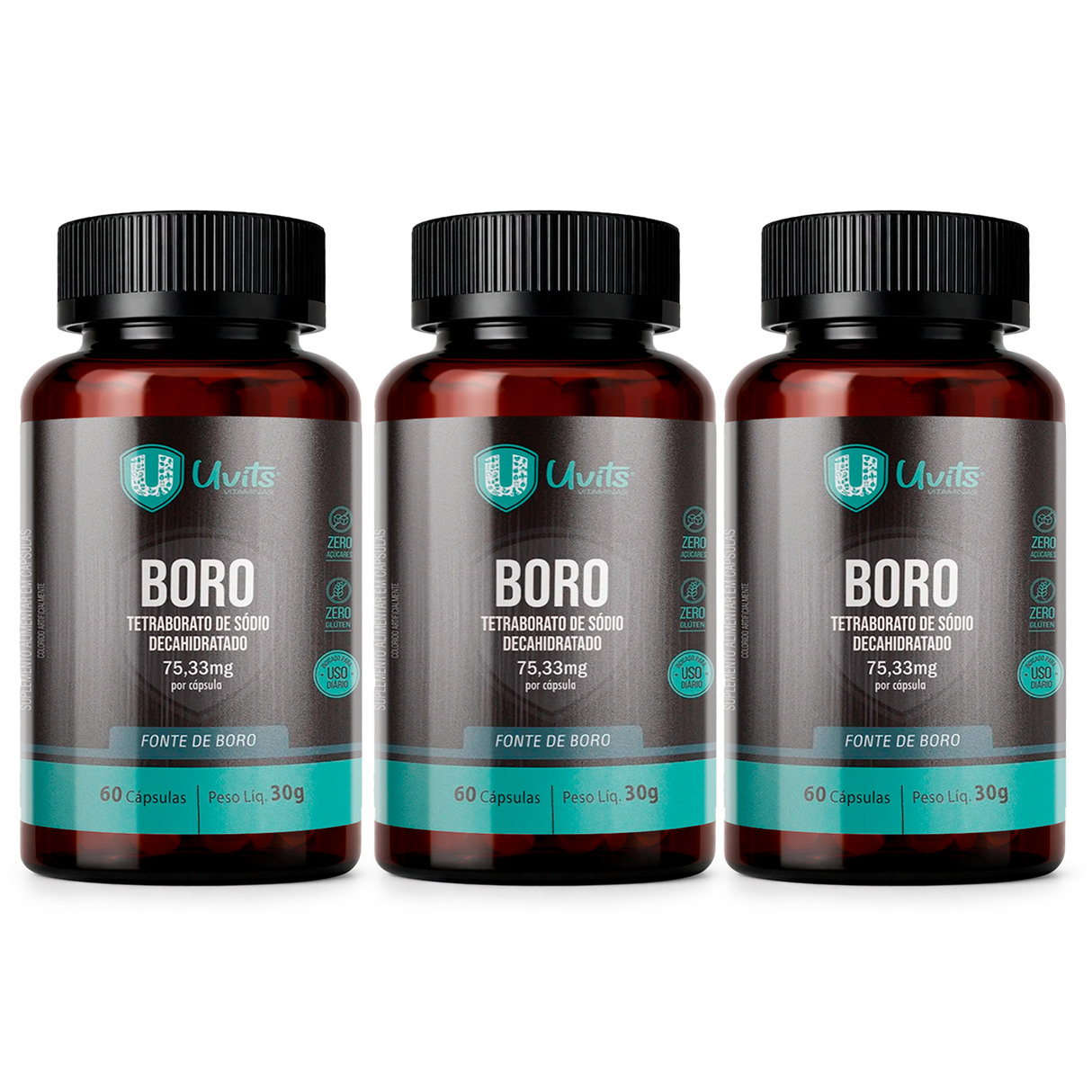 Boro - Tetraborato de Sódio Decahidratado 75,33mg - 60 Caps