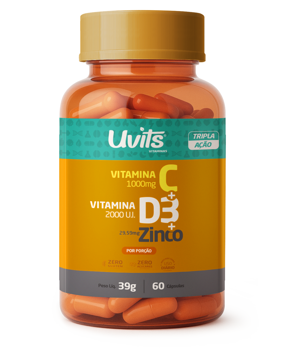 Vitamina C D Z 60 Capsulas Uvits