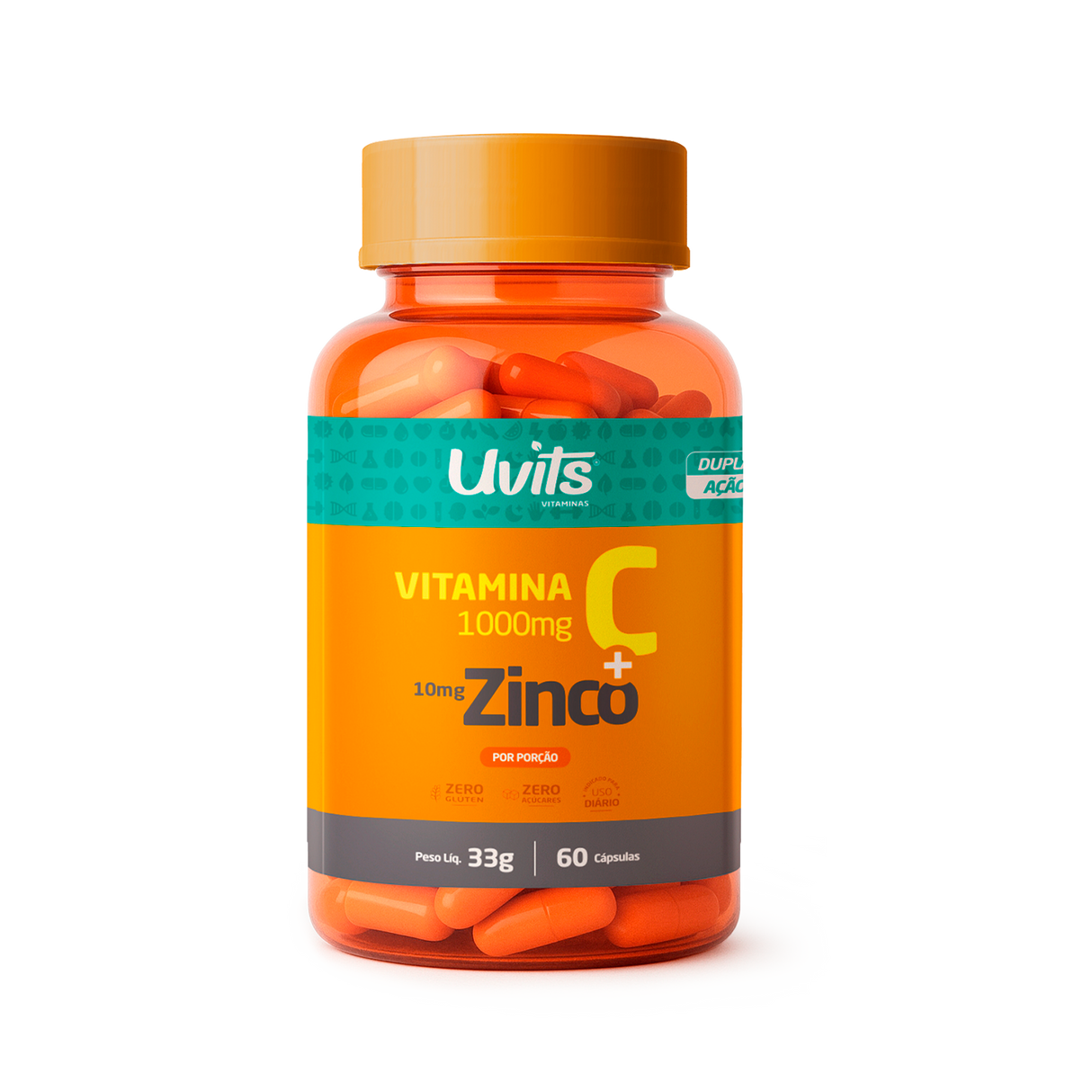 Vitamina C Zinco 60 Capsulas Uvits