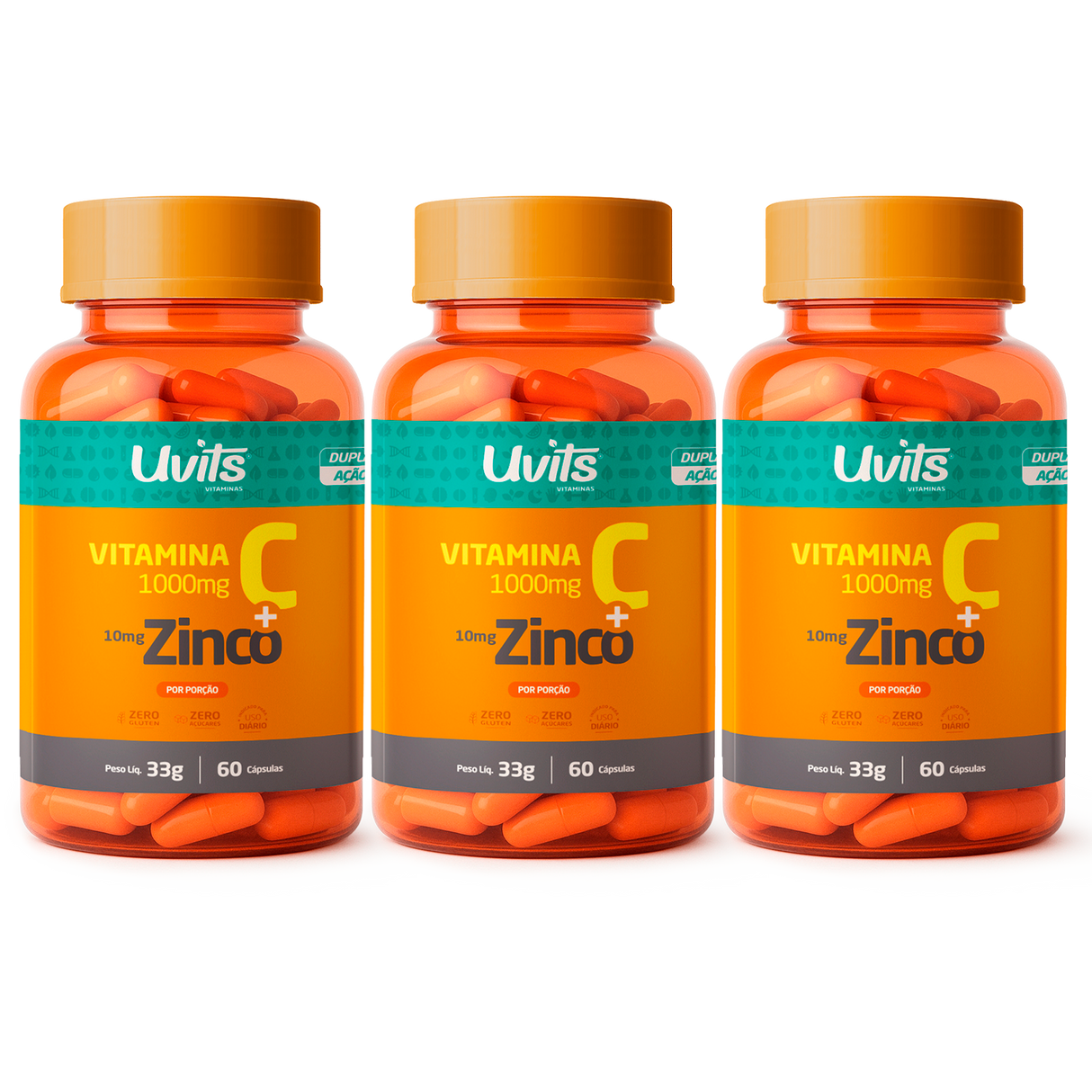 Vitamina C Zinco 60 Capsulas Uvits