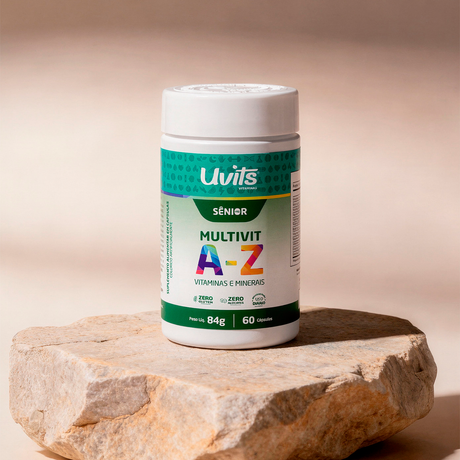 Multivitamínico A-Z Sênior 50+ – Vitaminas e Minerais para Vitalidade e Imunidade – 60 Comprimidos