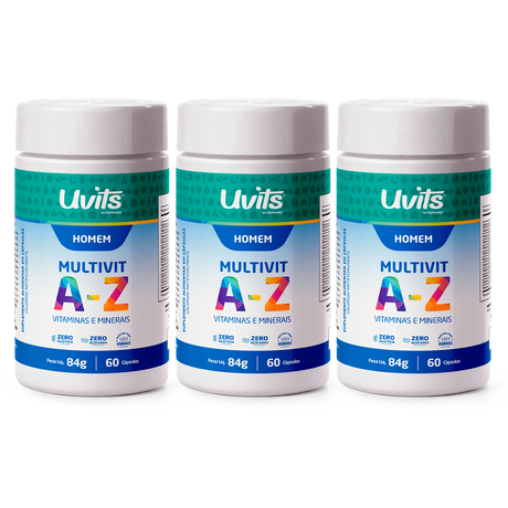 Multivitamínico A-Z Homem – Vitaminas e Minerais para Energia, Imunidade e Metabolismo – 60 Comprimidos