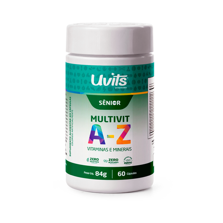 Multivitamínico A-Z Sênior 50+ – Vitaminas e Minerais para Vitalidade e Imunidade – 60 Comprimidos