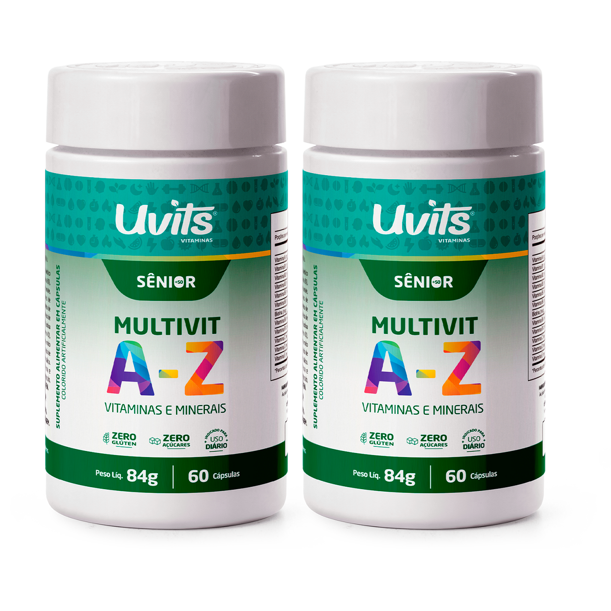 Multivitamínico A-Z Sênior 50+ – Vitaminas e Minerais para Vitalidade e Imunidade – 60 Comprimidos
