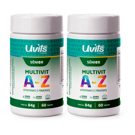 Multivitamínico A-Z Sênior 50+ – Vitaminas e Minerais para Vitalidade e Imunidade – 60 Comprimidos