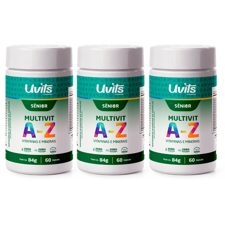 Multivitamínico A-Z Sênior 50+ – Vitaminas e Minerais para Vitalidade e Imunidade – 60 Comprimidos