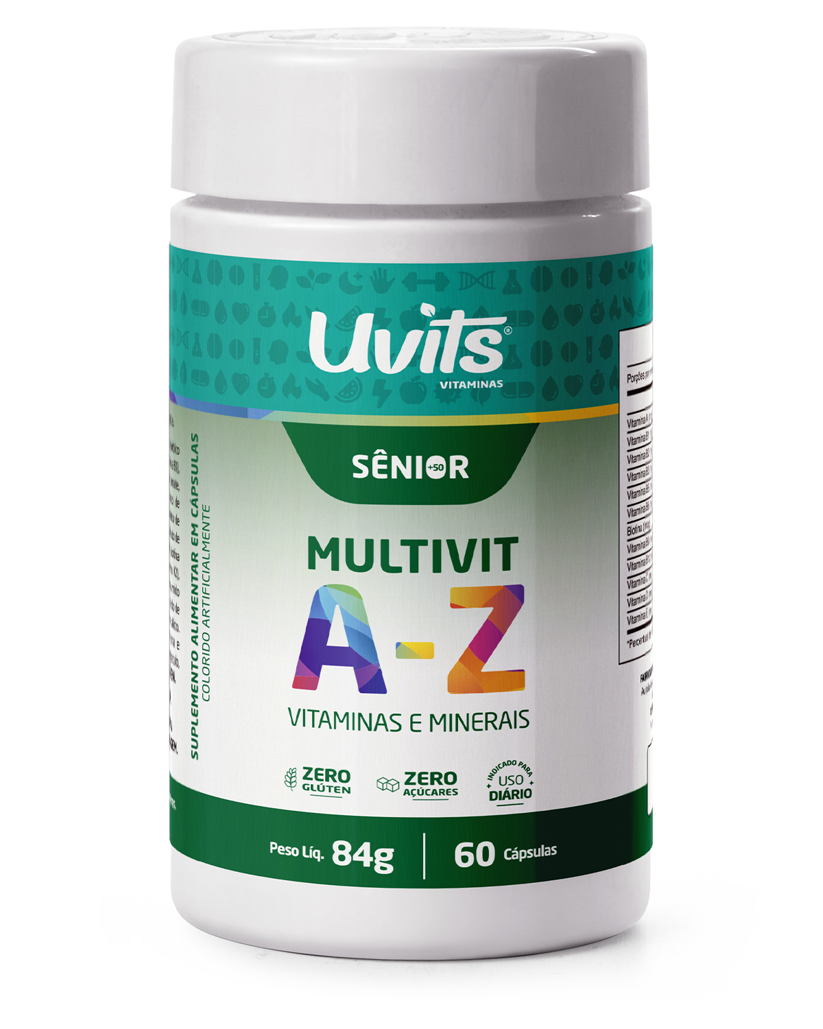 Multivitamínico A-Z Sênior 50+ – Vitaminas e Minerais para Vitalidade e Imunidade – 60 Comprimidos