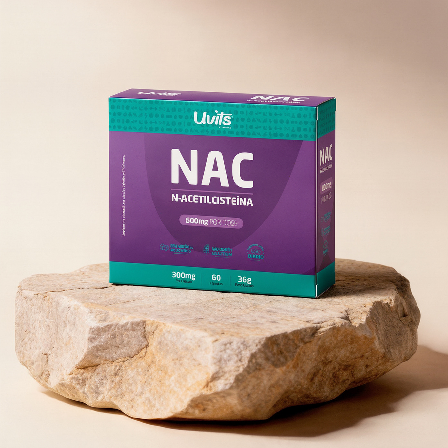 NAC - Acetilcisteina 600mg 60 Cápsulas – Uvits Vitaminas
