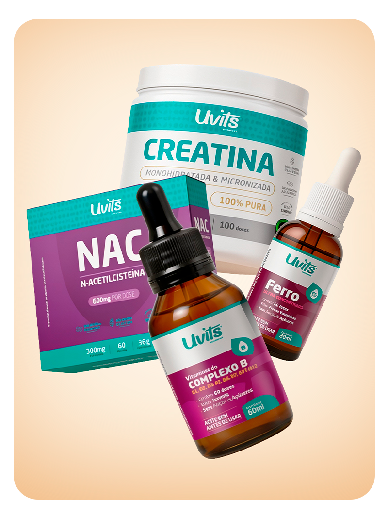 Kit Pós-Caneta - Creatina, Complexo B, NAC e Ferro Ultra