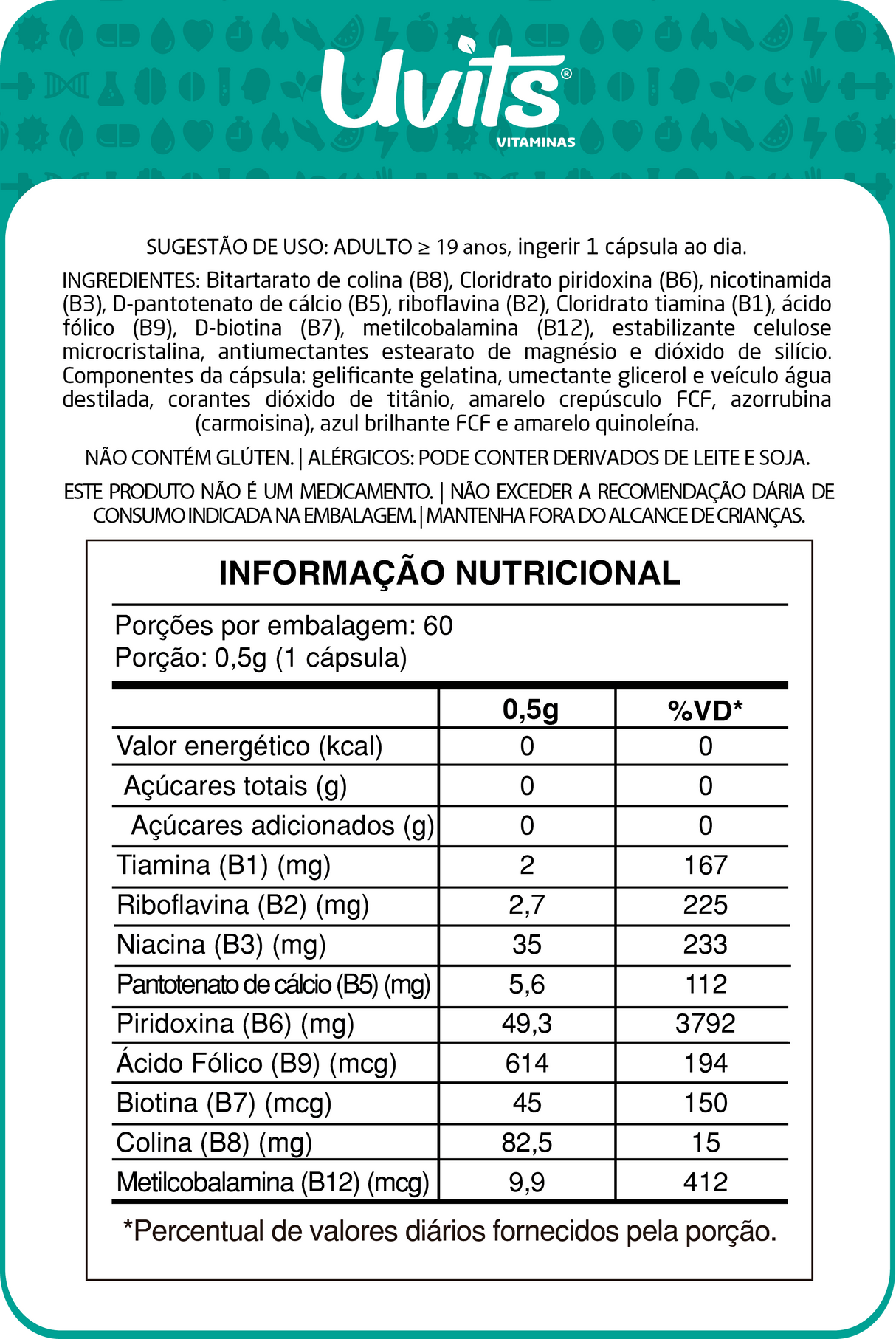 Vitaminas Complexo B 60 Cápsulas