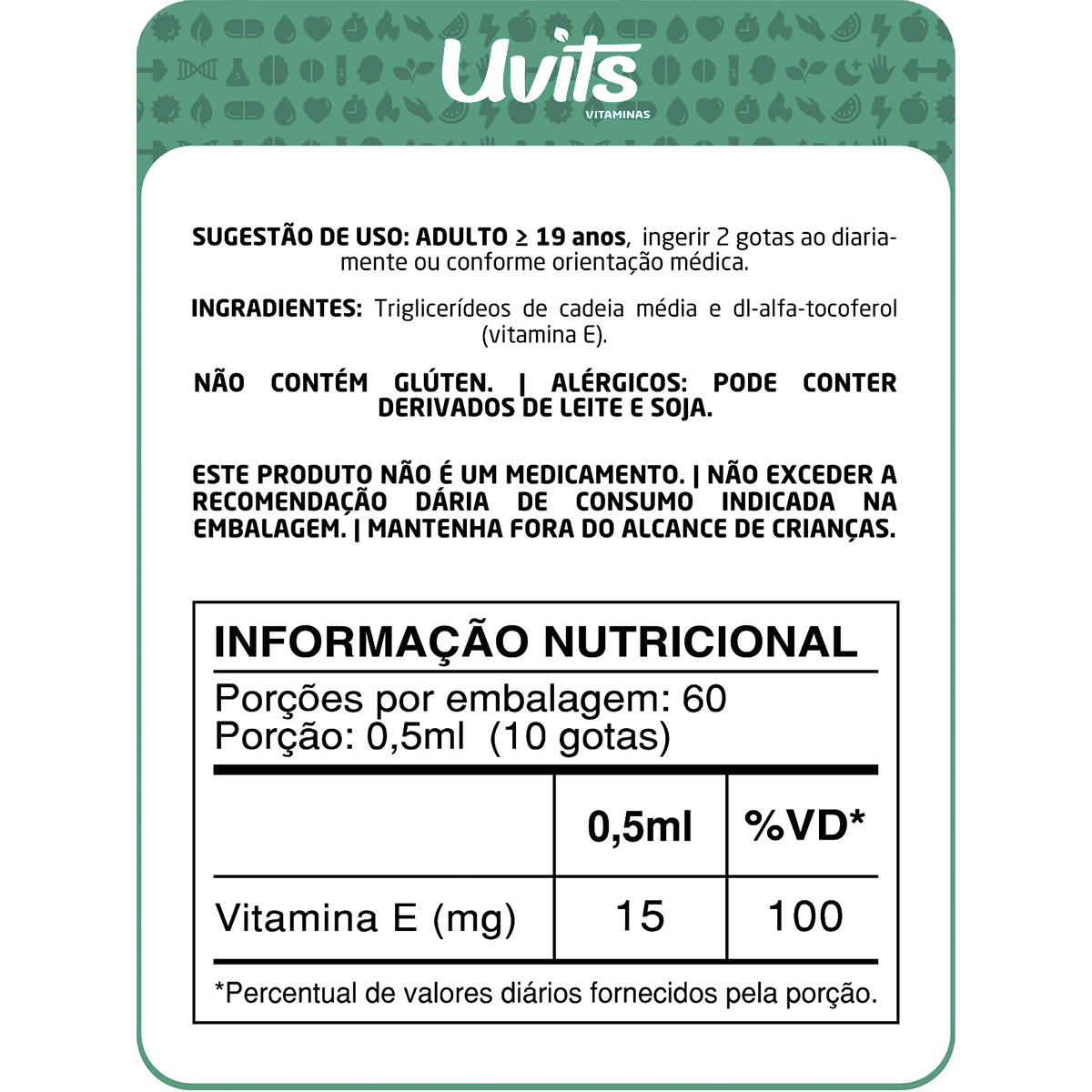 Vitamina E 1000UI - Acetato de Tocoferol - 30ml
