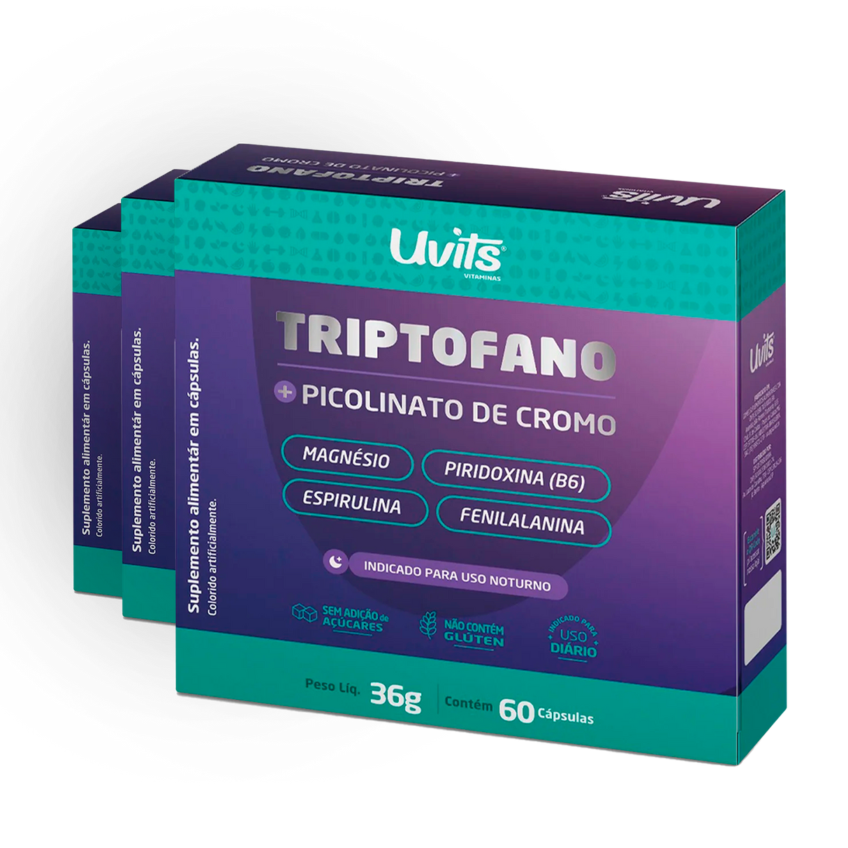 Triptofano + Picolinato de Cromo 60 Capsulas Uvits