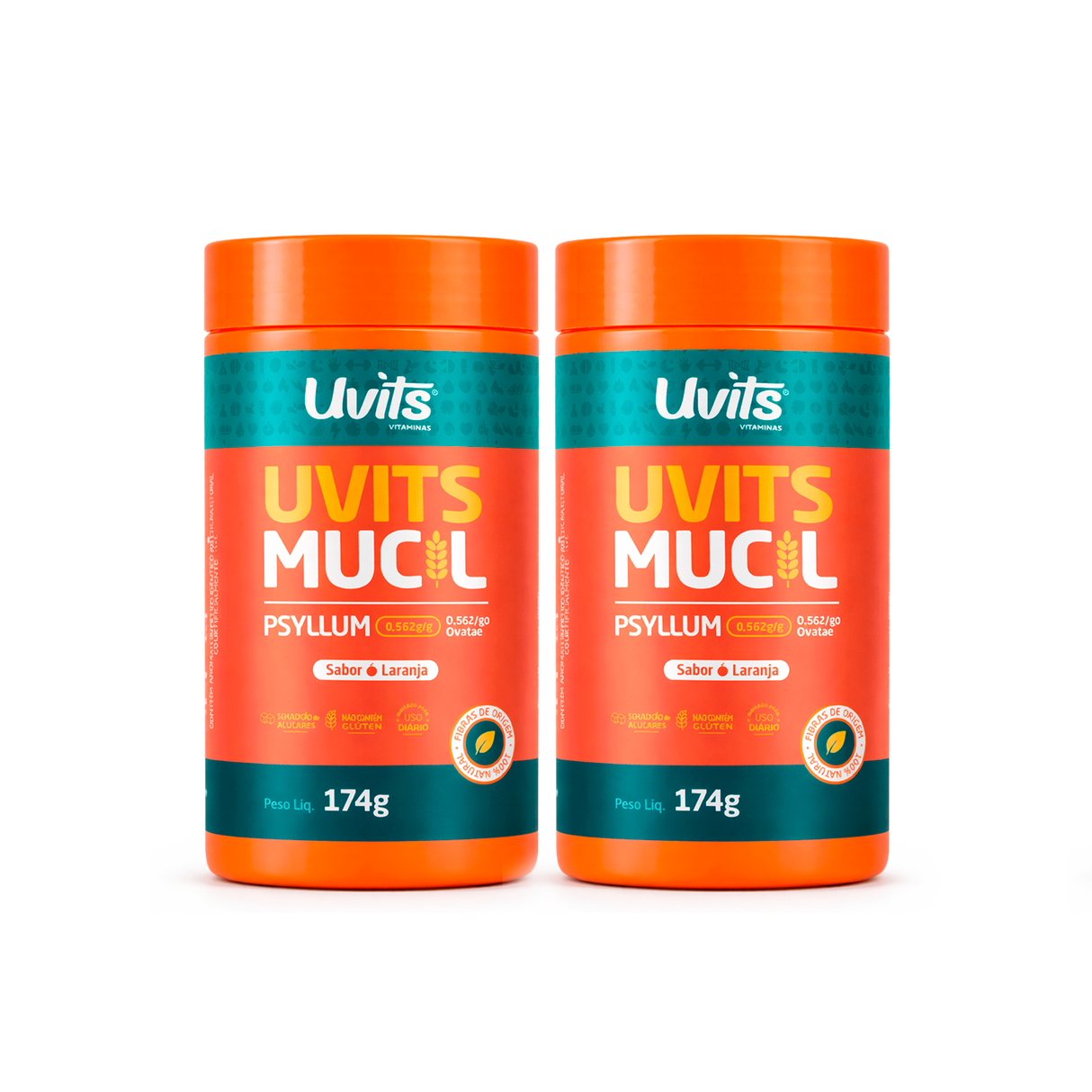 Mucil Psyllium (Sabor Laranja) - Fibra Alimentar para Intestino - 174g