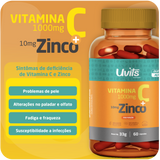 Vitamina C Zinco 60 Capsulas Uvits
