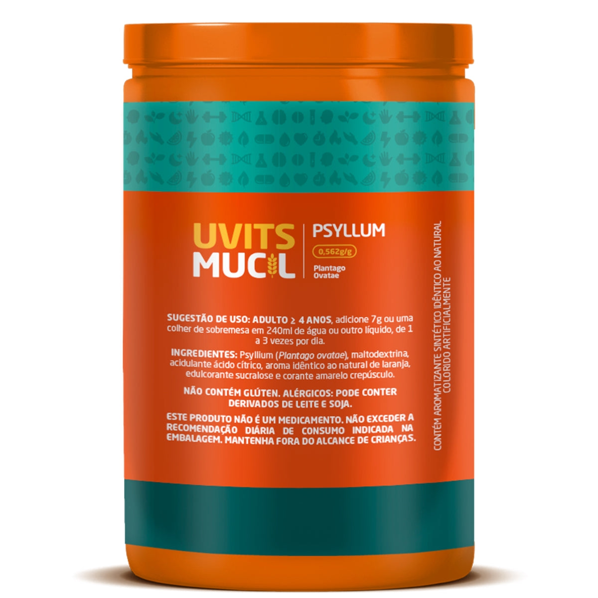 Mucil Psyllium (Sabor Laranja) - Fibra Alimentar para Intestino - 174g
